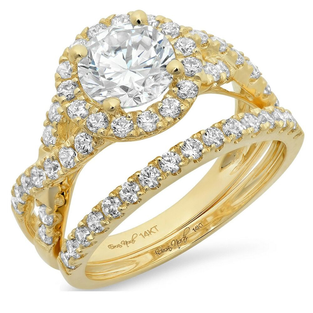 Round Wedding Rings
 2 2ct Round Cut Halo Bridal Engagement Wedding Ring Band