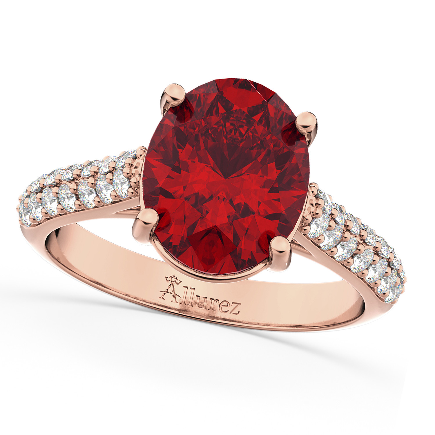 Ruby And Diamond Engagement Rings
 Oval Ruby & Diamond Engagement Ring 14k Rose Gold 4 42ct