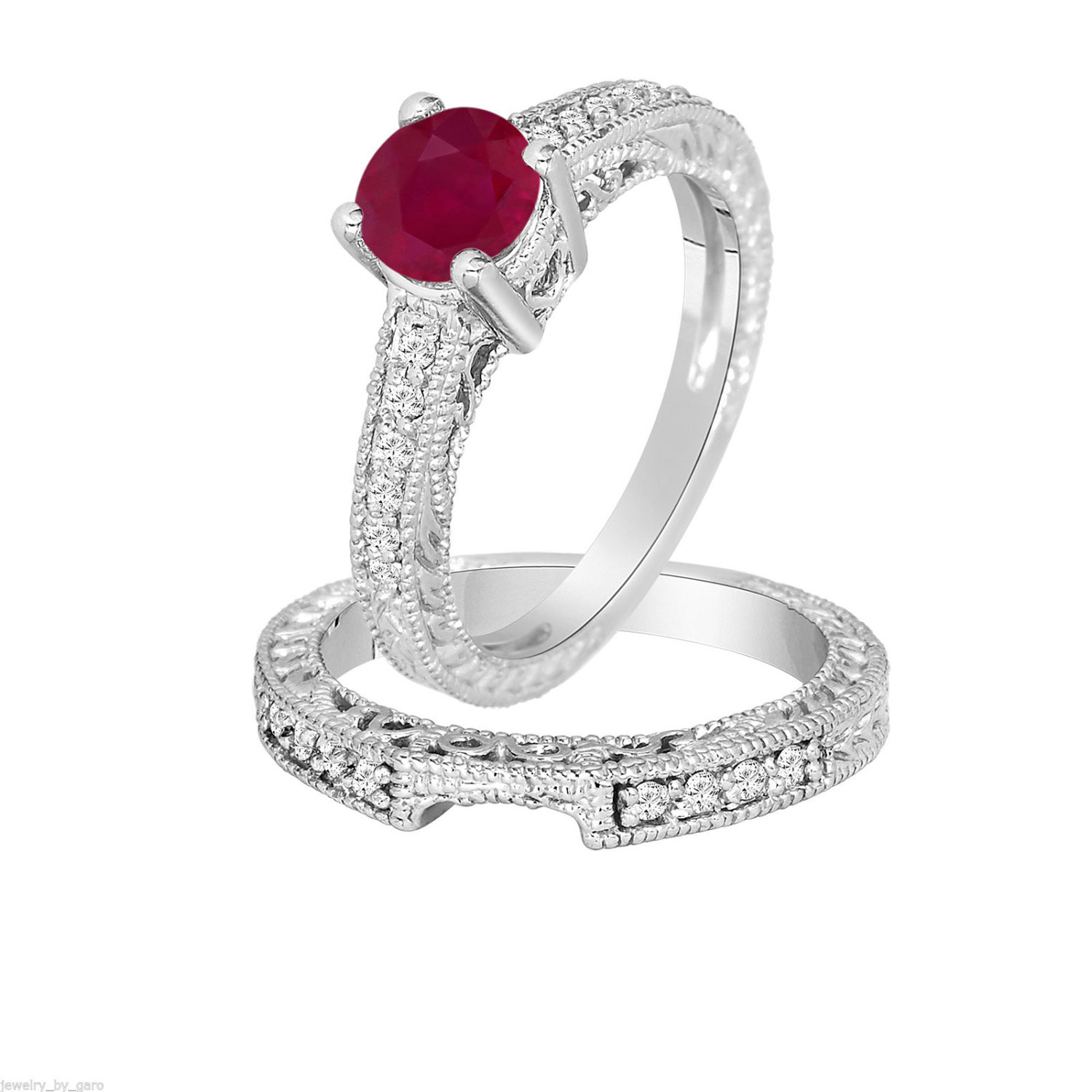Ruby Diamond Engagement Ring
 0 87 Carat Ruby & Diamond Engagement Ring Wedding by