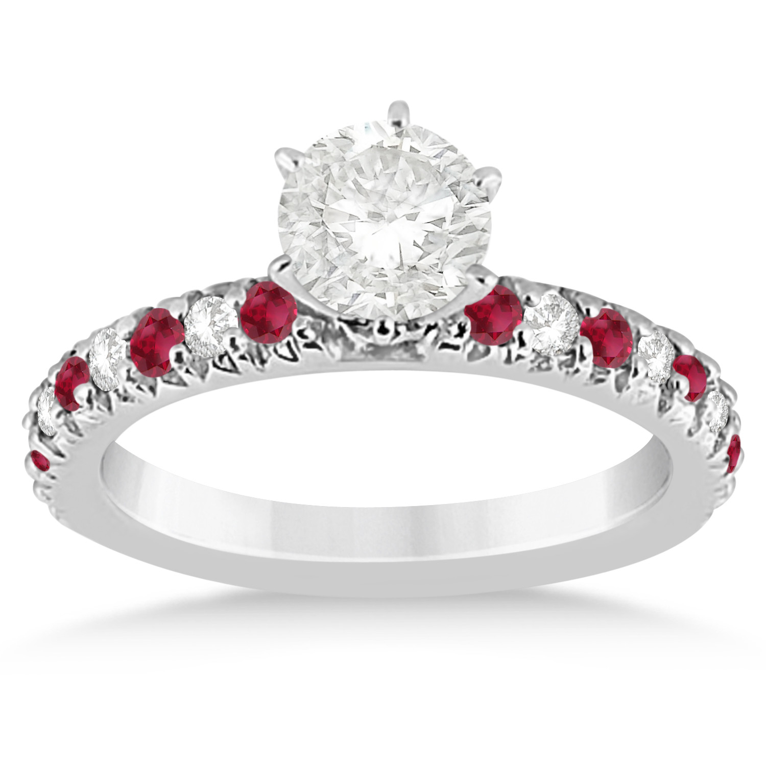 Ruby Diamond Engagement Ring
 Ruby & Diamond Engagement Ring Setting 14k White Gold 0