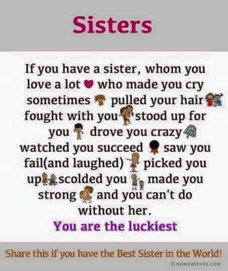 Sad Sister Quotes
 Your are the Luckiest 💜💚💛