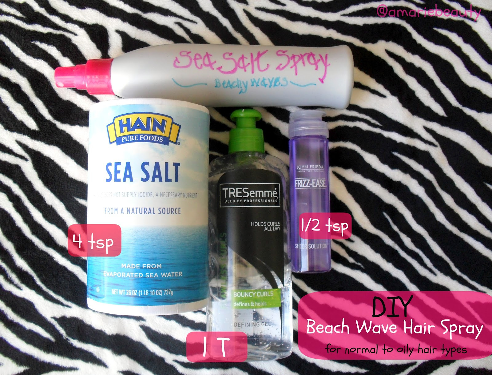 Salt Water Hair Spray DIY
 amariebeauty DIY Sea Salt Spray