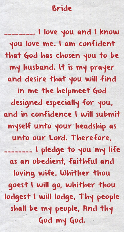 Sample Christian Wedding Vows
 Christian Wedding Vows Examples for Groom and Bride