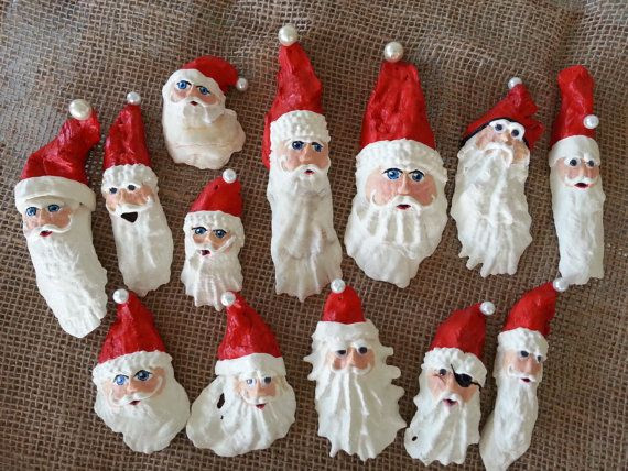 Santa Crafts For Adults
 Santa Clause Oyster Shell Christmas Tree by WoodenWaterLLC