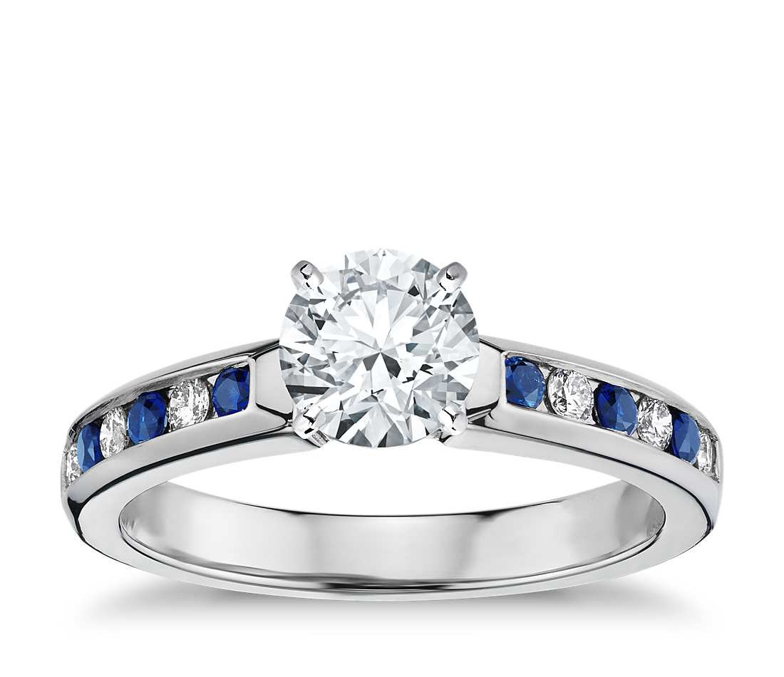 Sapphire Diamond Engagement Rings
 Channel Set Sapphire and Diamond Engagement Ring in 18k