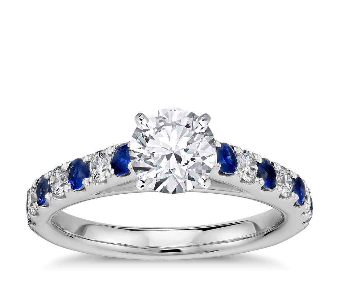 Sapphire Diamond Engagement Rings
 Riviera Pavé Sapphire and Diamond Engagement Ring in