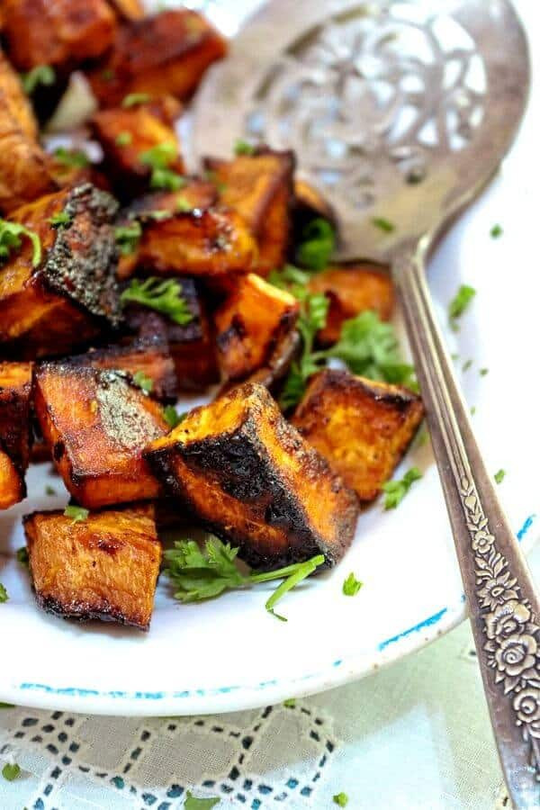 Savory Roasted Sweet Potatoes
 Sweet Spicy Oven Roasted Sweet Potatoes Cubes