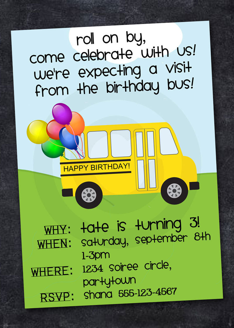 School Bus Driver Retirement Party Ideas
 SCHOOL BUS Invitation ABC Birthday Retirement Graduation
