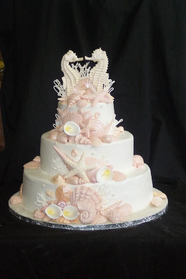 Seashell Wedding Cakes
 seashell cake with seahorses
