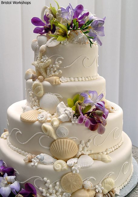 Seashell Wedding Cakes
 seashells ce A close up view of the details