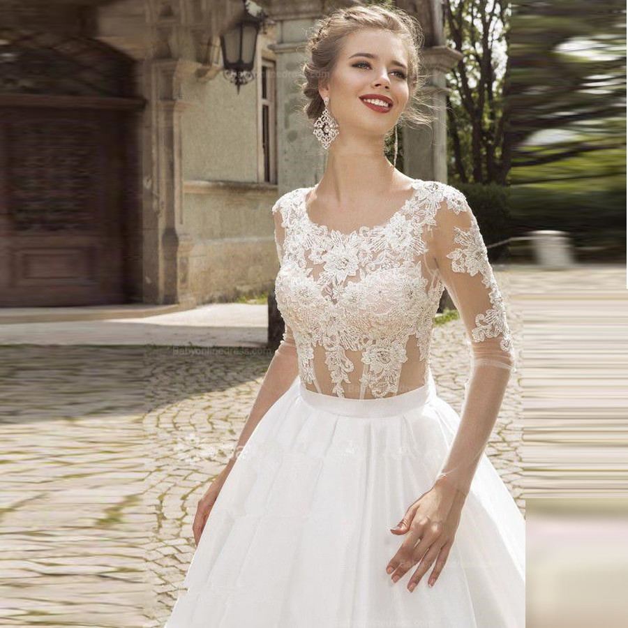 See Through Wedding Dresses
 y See Through O Neck Lace Appliqued Wedding Dresses