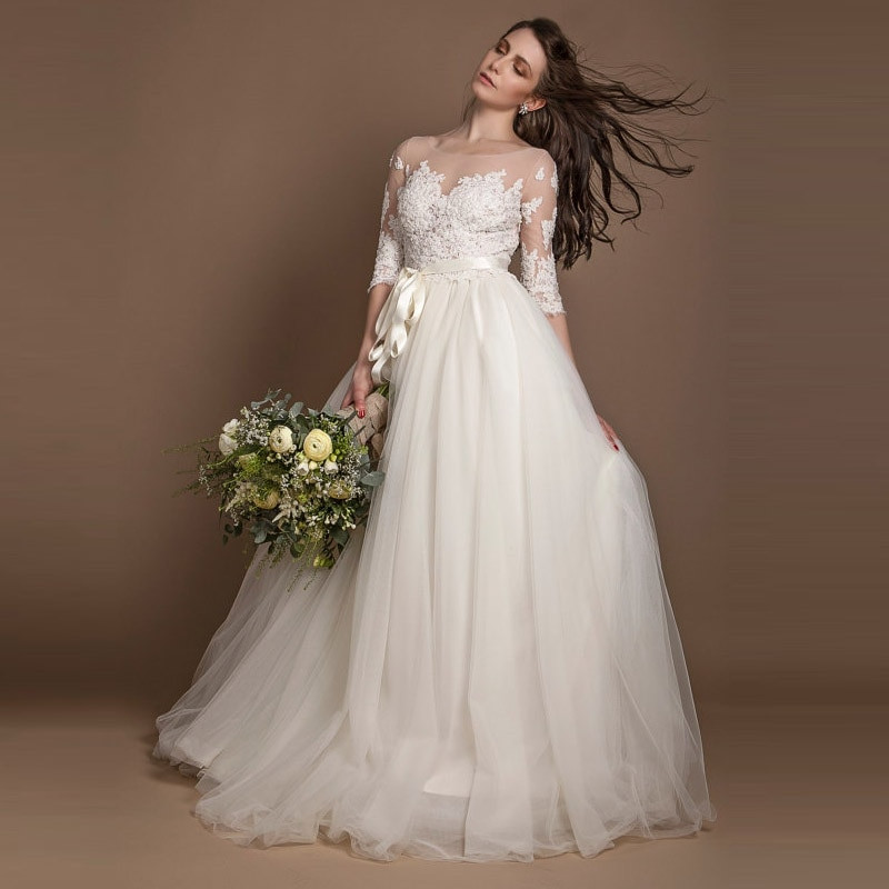 See Through Wedding Dresses
 Vestido De Novia 2017 Plus Size See Through Backless Tulle
