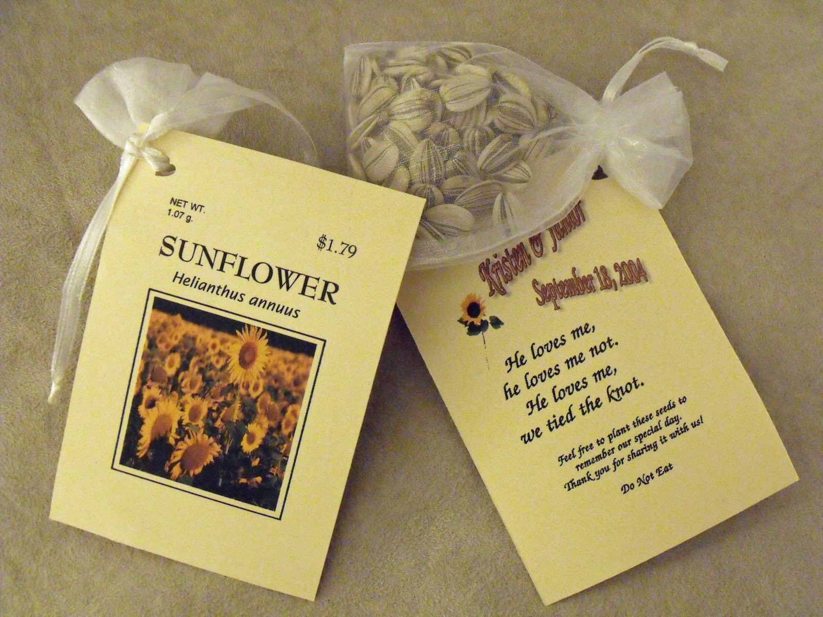 Seed Packet Wedding Favors
 A Few My Favorite Things Sunflower Seed "Packet