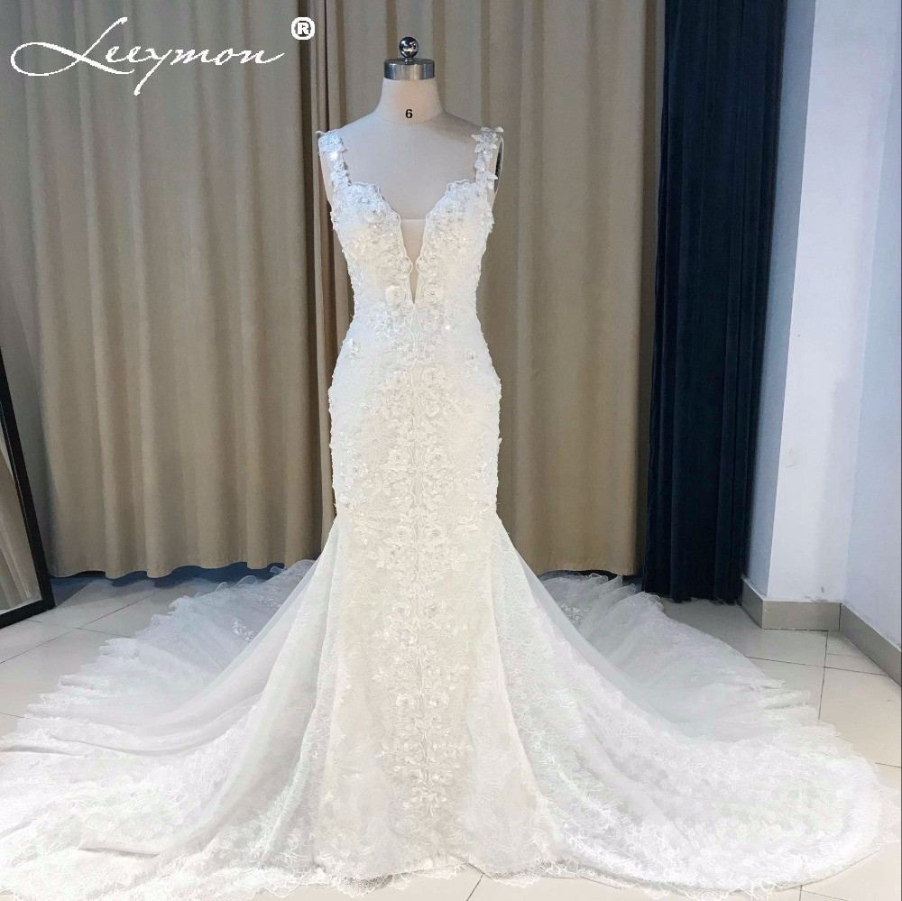Sexy Lace Wedding Dresses
 Leeymon y Lace Mermaid Wedding Dress 2018 Beaded