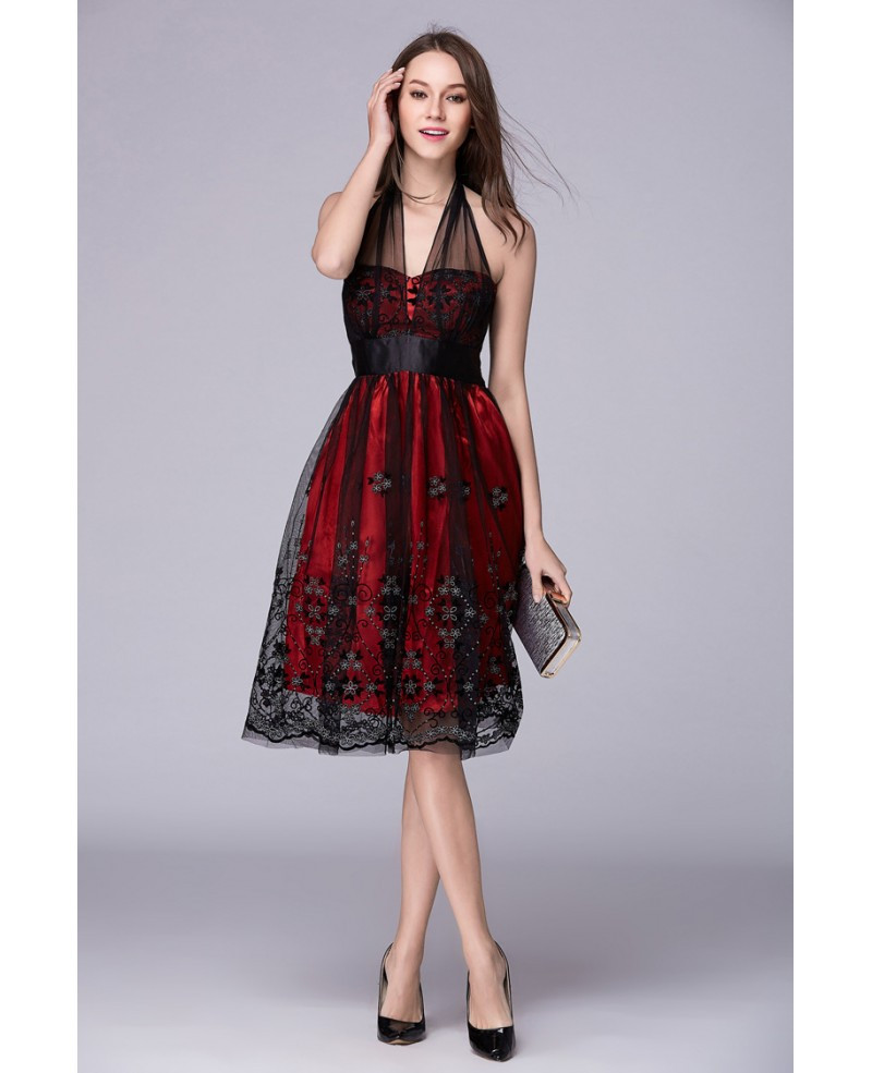 Sexy Wedding Guest Dresses
 y Red Halter Lace Tulle Wedding Guest Dress DK54 $62 9
