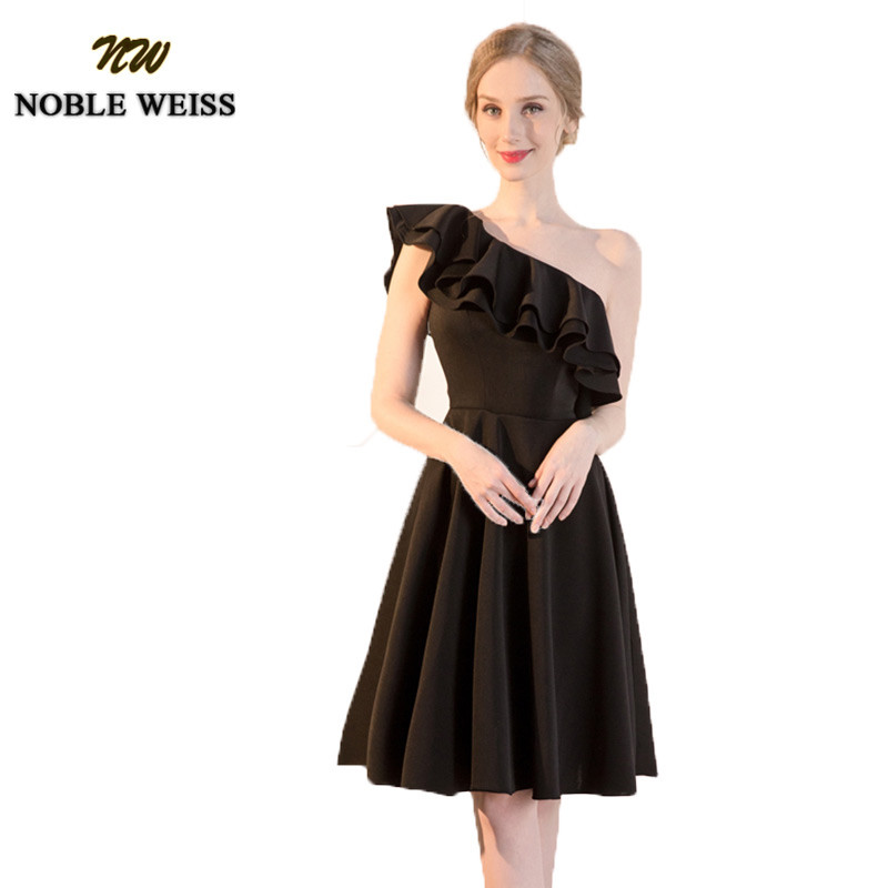Sexy Wedding Guest Dresses
 NOBLE WEISS Black A line Short Bridesmaid Dresses 2019