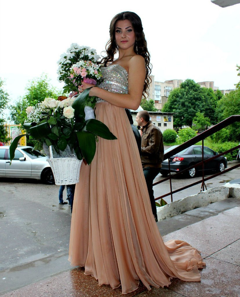 Sexy Wedding Guest Dresses
 Champagne Long Chiffon Evening Dress 2015 Abendkleider