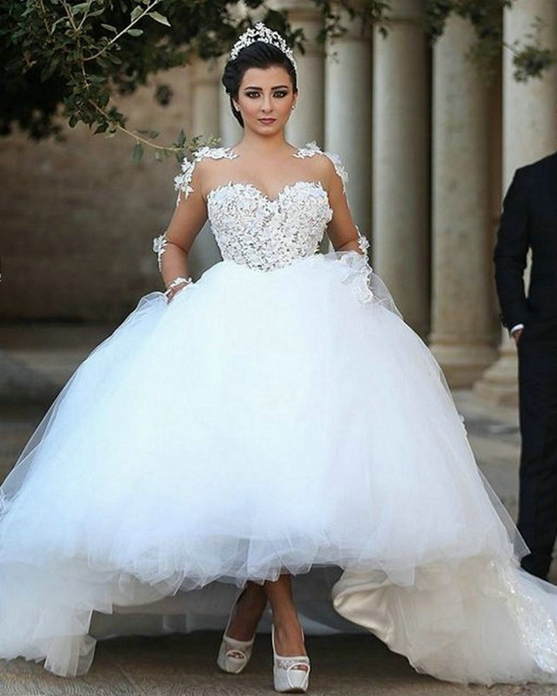 Sheer Wedding Dresses
 Said Mhamad Sheer Long Sleeves Wedding Dress 2017 Lace