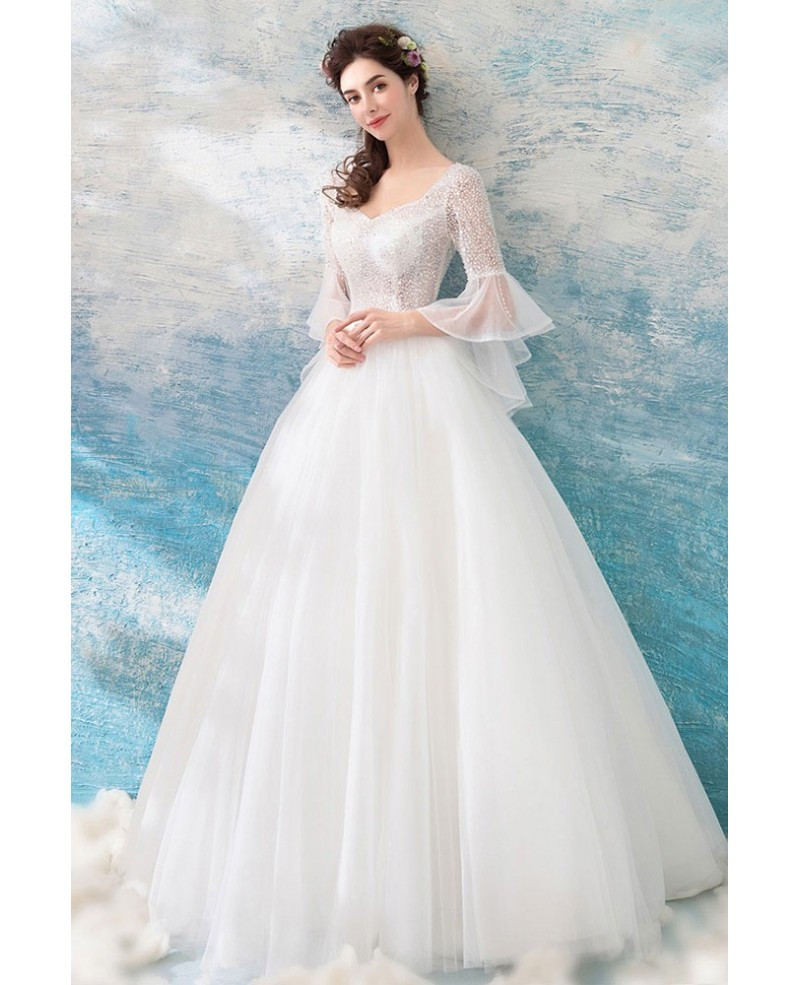 Sheer Wedding Dresses
 Special Sheer Top Ball Gown Wedding Dress With Bling Bell