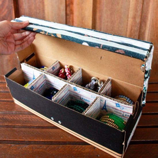Shoe Box DIY
 How to make a jewelry organizer from a shoe box via