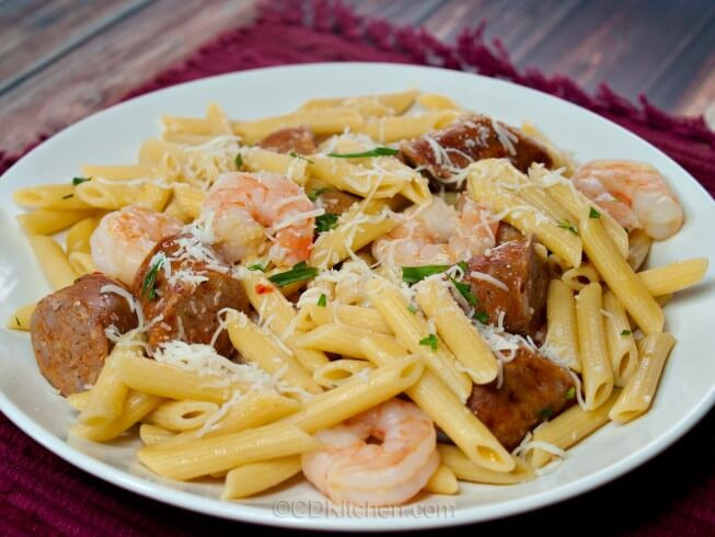 Shrimp And Sausage Pasta
 Spicy Italian Sausage with Shrimp and Pasta Recipe