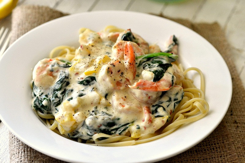 Shrimp Spinach Pasta Recipes
 Shrimp Pasta with Homemade Cream Sauce Recipe