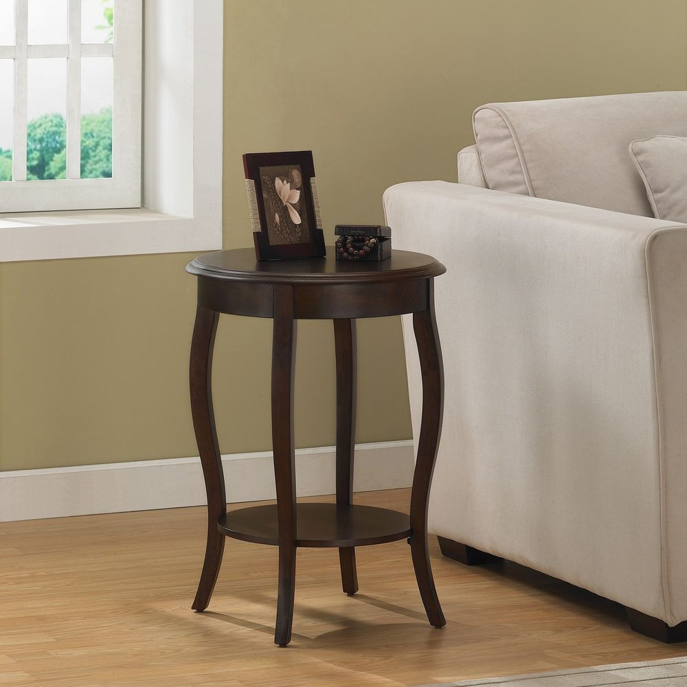 Side Table Living Room
 Round Accent Table Modern Side Sofa Walnut Display Storage