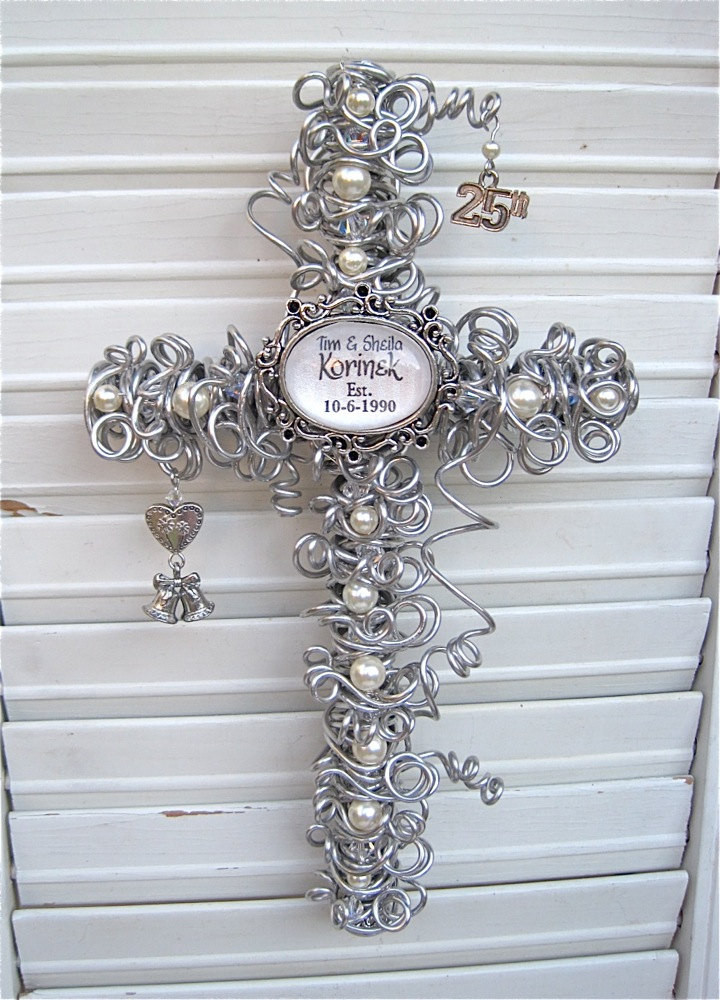 Silver Wedding Gifts
 25th Anniversary Gift Cross Personalized Silver Anniversary