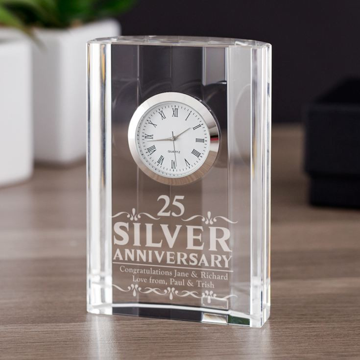 Silver Wedding Gifts
 Engraved Silver Wedding Anniversary Mantel Clock