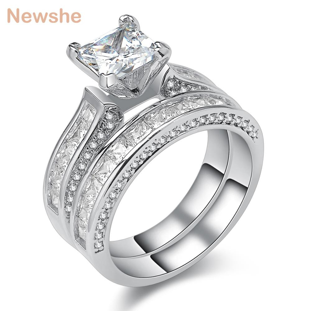 Silver Wedding Ring
 Aliexpress Buy Newshe Genuine 925 Sterling Silver