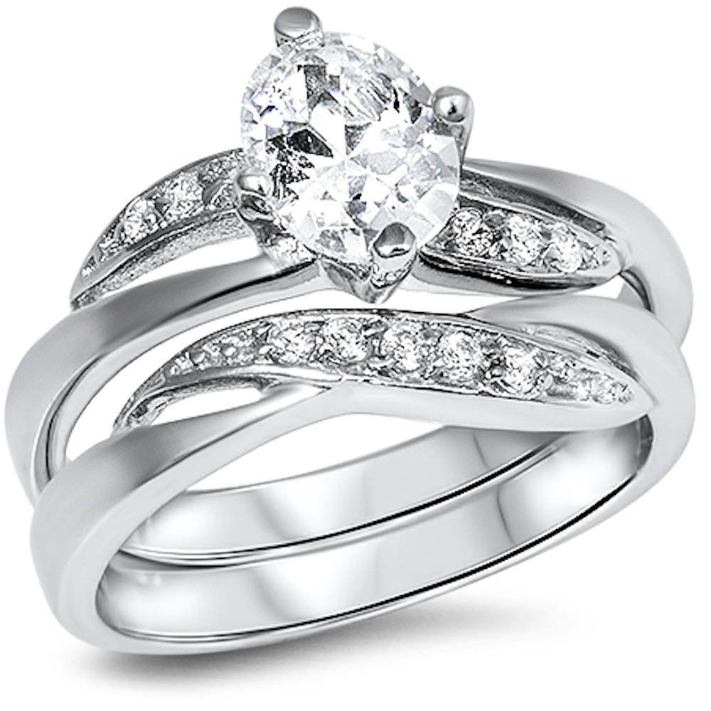 Silver Wedding Ring
 Fine Cz Wedding Engagement Set 925 Sterling Silver Ring