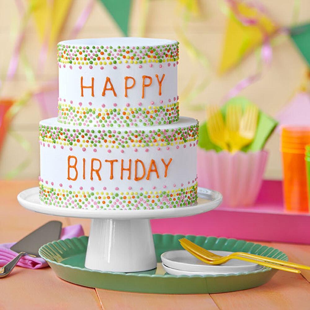 Simple Birthday Cakes
 Easy Birthday Cake with Colorful Polka Dots