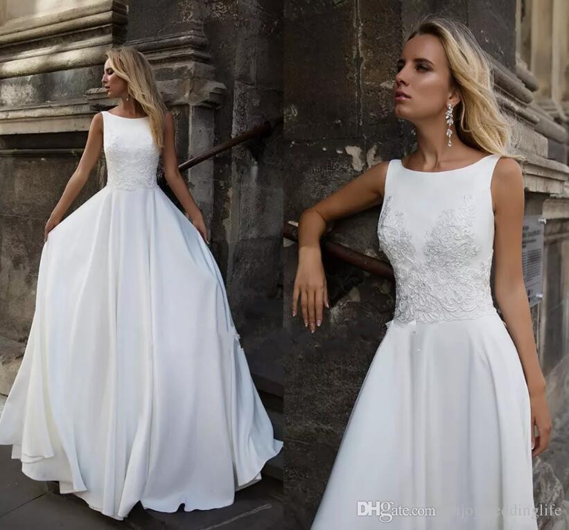 Simple Cheap Wedding Dresses
 Discount 2018 Simple Elegant White A Line Cheap Wedding