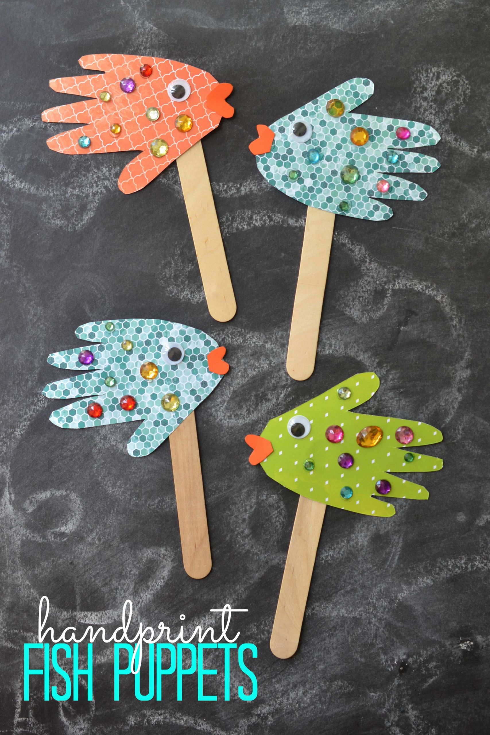 Simple Crafts For Preschool
 Easy Kids Craft Handprint Fish Puppets