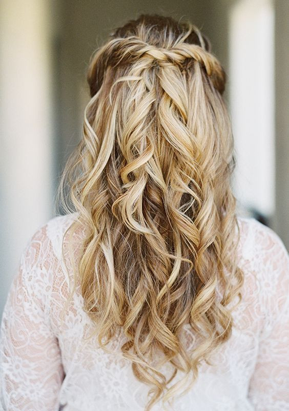 Simple Hairstyles For Wedding
 simple half up half down wdding hairstyle idea via Lane