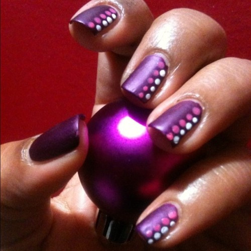 Simple Nail Designs Pinterest
 easy purple polish with dots nail art design