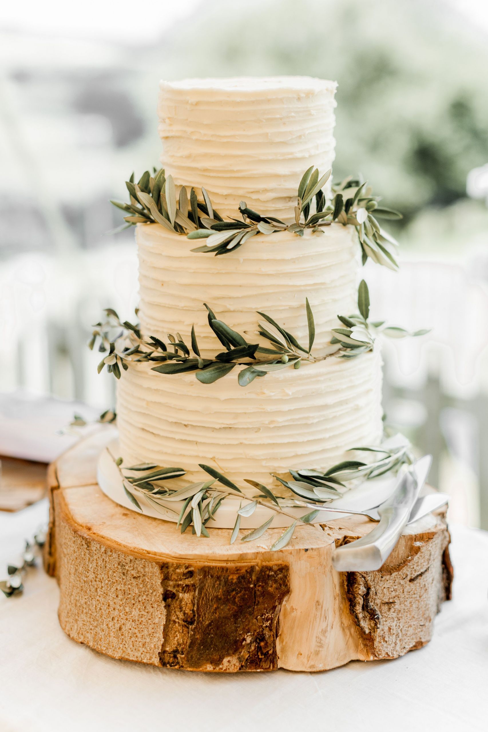 Simple Rustic Wedding Cakes
 Rustic Wedding Cake with Olive Leaves for Vineyard Wedding