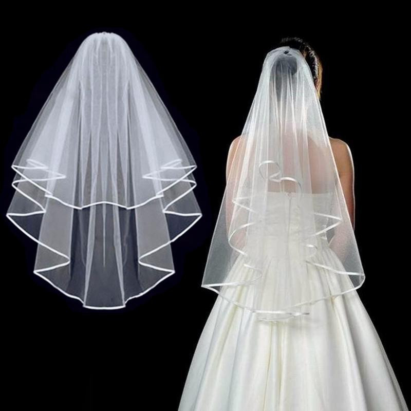 Simple Veils For Wedding
 Aliexpress Buy Simple Short Tulle Wedding Veils Two