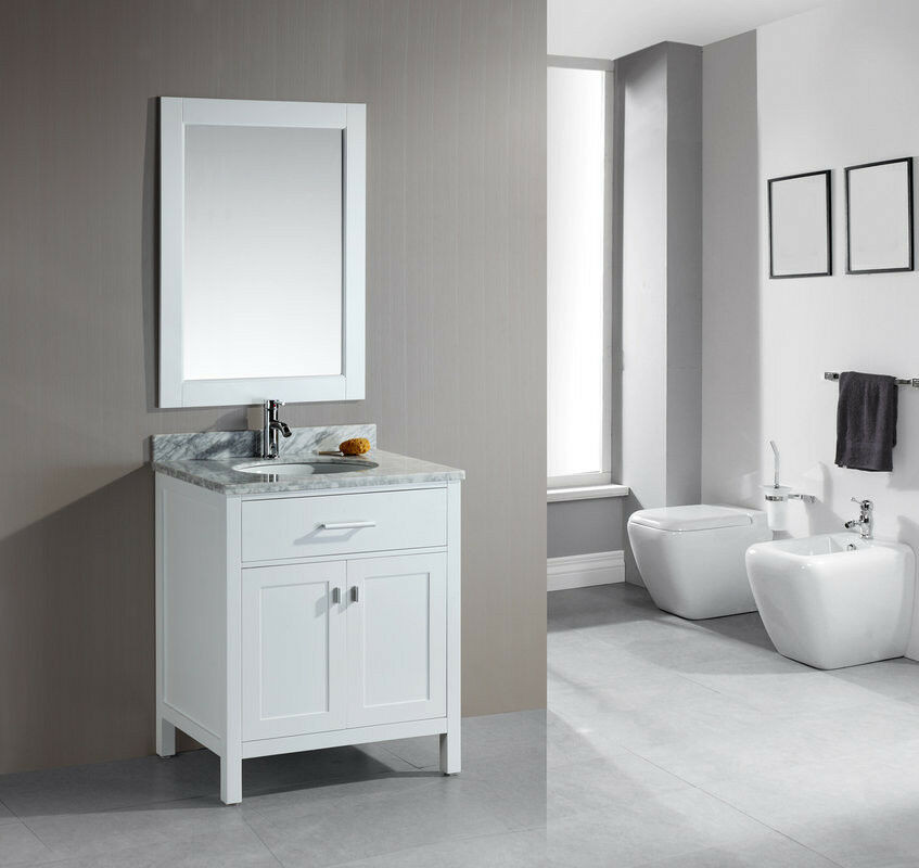Single Bathroom Vanities
 DESIGN ELEMENT LONDON 30" SINGLE SINK VANITY SET IN WHITE