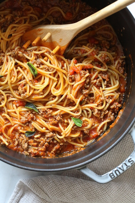 Skinnytaste One Pot Spaghetti
 e Pot Spaghetti and Meat Sauce Stove Top