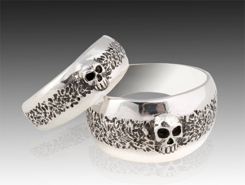 Skull Wedding Ring Sets
 Silver Skull Wedding Ring Set Solid Sterling Silver Wedding
