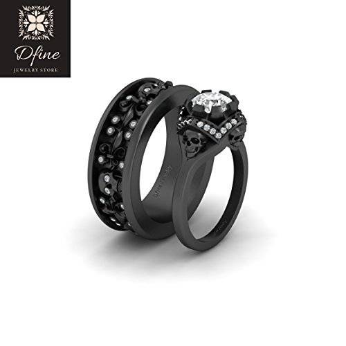 Skull Wedding Ring Sets
 Amazon Matching Diamond Skull Couple Rings Gothic