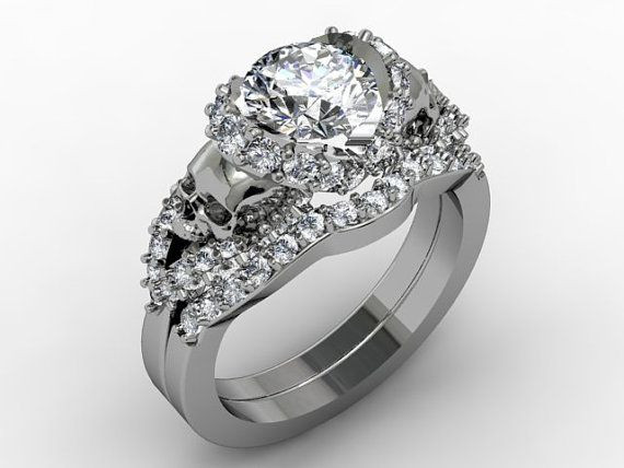 Skull Wedding Ring Sets
 35 best Skull Engagement Rings ♥ images on Pinterest