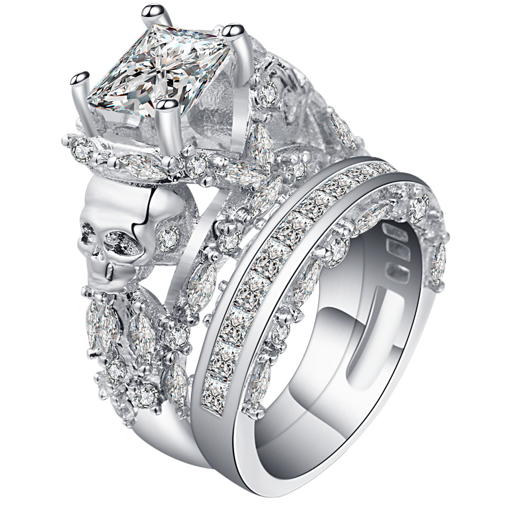 Skull Wedding Ring Sets
 48 Skull Wedding Ring Sets Fashion Punk Skull Jewelry