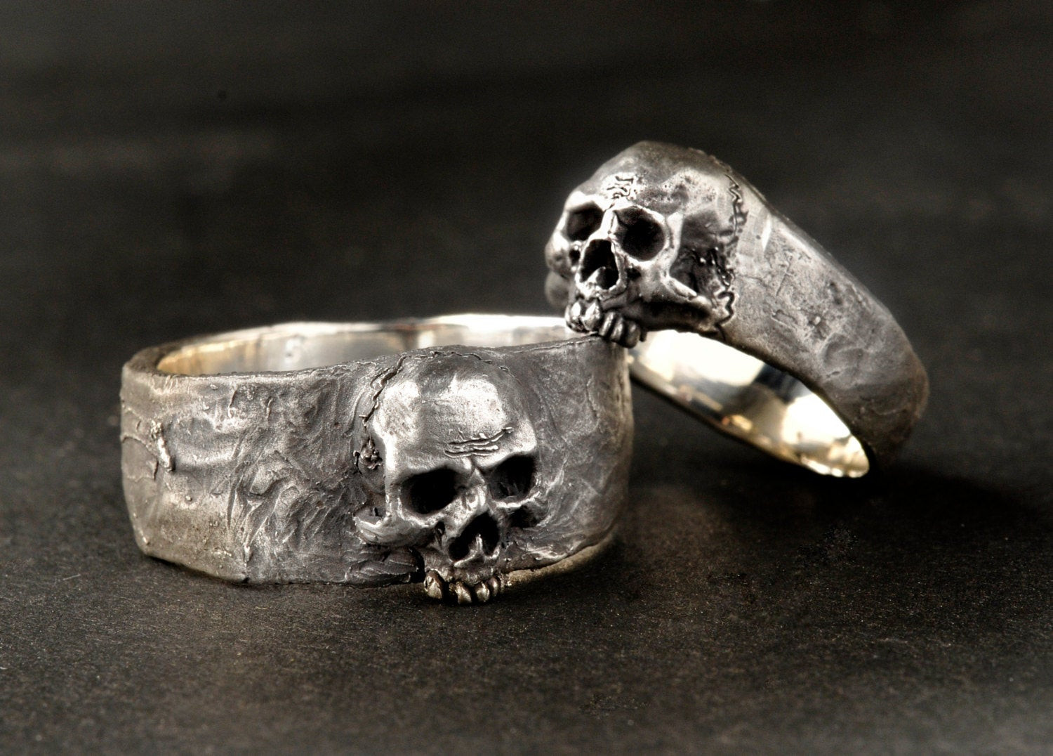 Skull Wedding Rings
 Silver Skull Wedding Ring Set Solid Sterling Silver Wedding