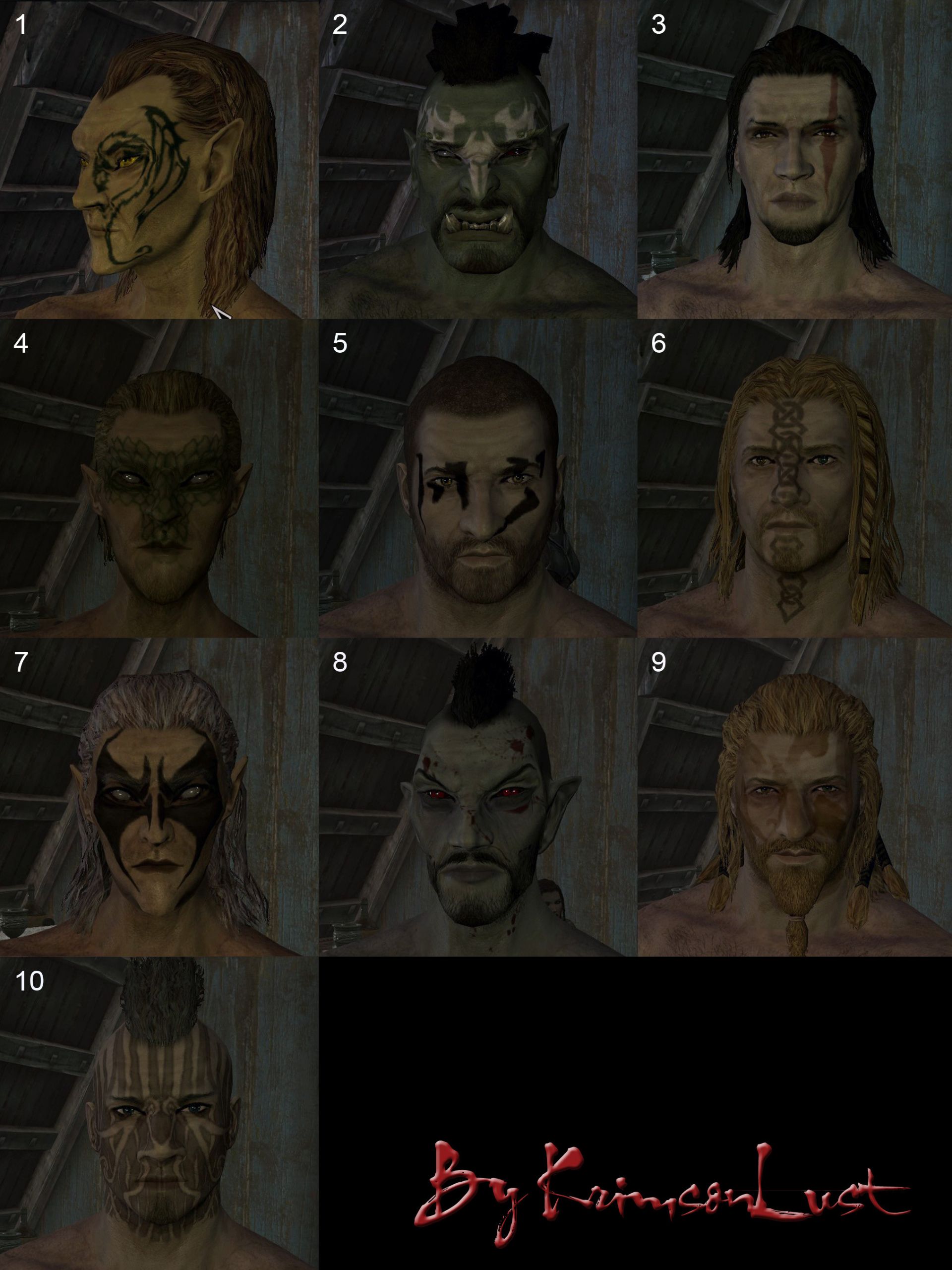 Skyrim Hairstyles Male
 Male Warpaints By KrimsonLust Hairstyles and Faces