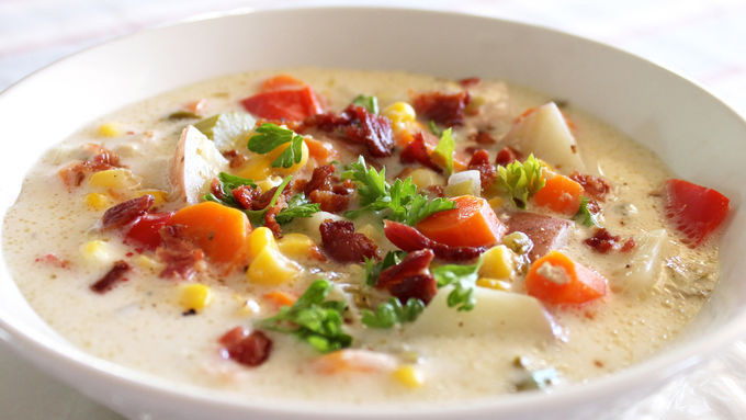 Slow Cooker Chicken Corn Chowder
 Slow Cooker Chicken Corn Chowder recipe from Tablespoon