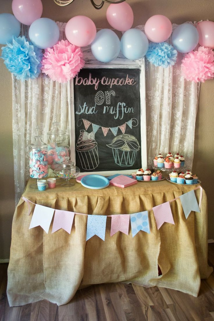 Small Gender Reveal Party Ideas
 baby cupcake or stud muffin