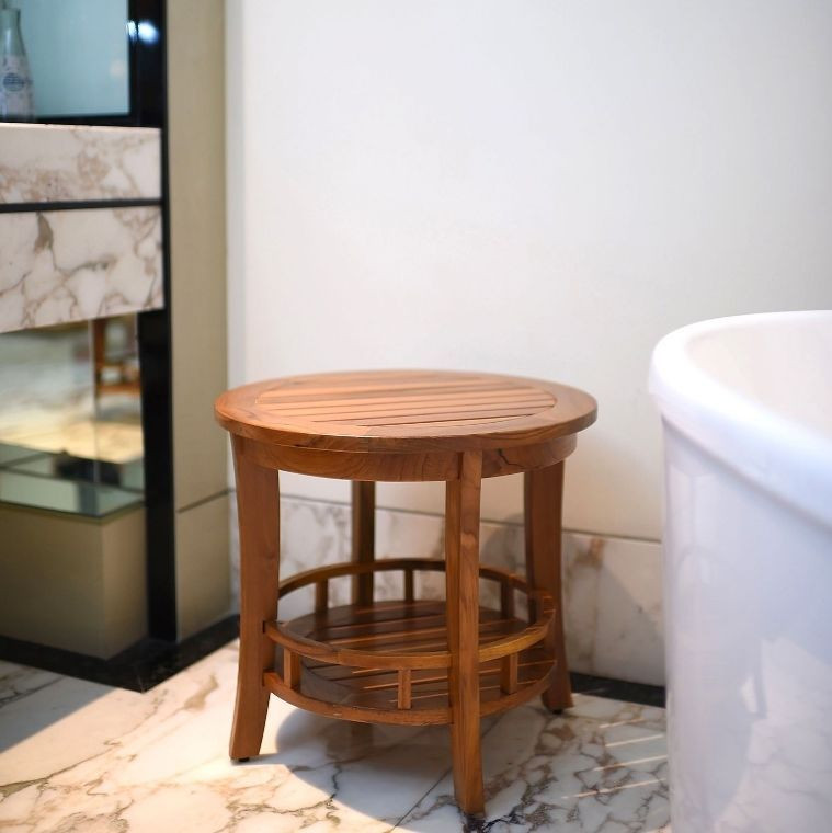 Small Table For Bathroom
 Spa Side Table Small Round Teak Picnic Bathroom Wood Pool