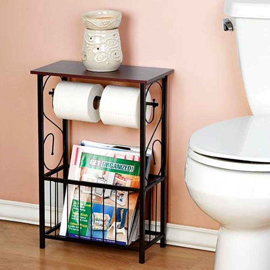 Small Table For Bathroom
 Contemporary Walnut Finish End Table Furniture Side Shelf